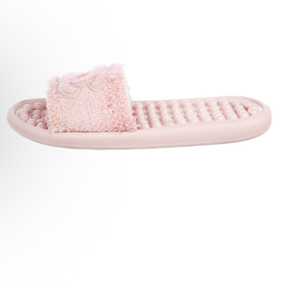 Chanel Pink Tweed CC Pool Beach Slides Sandals - Picture 2 of 11
